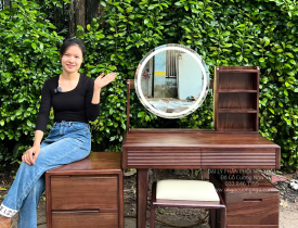 Mẫu Bàn Phấn Trang Điểm Gỗ Tự Nhiên Nhỏ Gọn