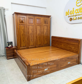 Combo Phòng Ngủ Gỗ Cẩm Vân 3 Chi Tiết Đơn Giản Tinh Tế