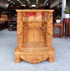 Bàn Thờ Ông Địa Thần Tài Gỗ Gõ Đỏ 80x1m17 Cao Cấp