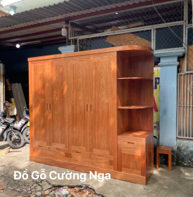 Tủ quần áo gỗ xoan đào 2m3 kèm góc trang trí - vế phải 