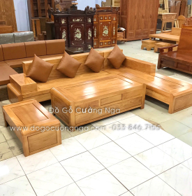 Bộ Ghế Sofa Gỗ Gõ Đỏ Cao Cấp 2m82x2m12 Chân Cuốn - Vế Phải 