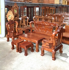 Bộ bàn ghế salon gỗ tràm tay 12 chạm bát tiên 