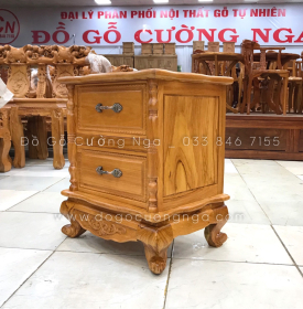 Tủ táp đầu giường gỗ gõ đỏ cao cấp - 2 ngăn kéo