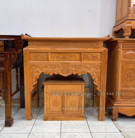 Bàn thờ gia tiên gỗ gõ đỏ kèm tủ táp 1m27 hiện đại BT 06