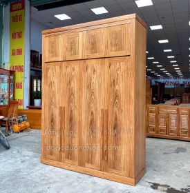 Tủ quần áo 2 tầng gỗ hương xám 4 cánh cao cấp 
