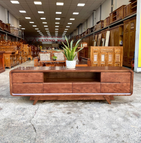 Kệ tivi gỗ sồi nga hiện đại 2m lau màu óc chó KG 033