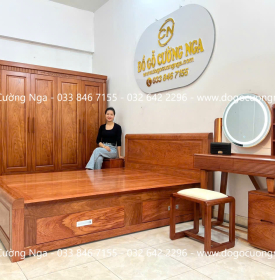 Bộ Nội Thất Phòng Ngủ Gỗ Hương Đá 4 Chi Tiết Sang Trọng 