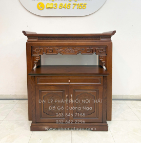 Bàn Thờ Án Gian Gỗ Sồi Mỹ 1m07 - Kèm Tủ Táp Tinh Tế Màu Óc Chó