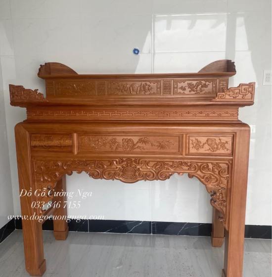 Bàn Thờ Gia Tiên Gỗ Gõ Đỏ 2 Tầng 1m53 BT 1.04