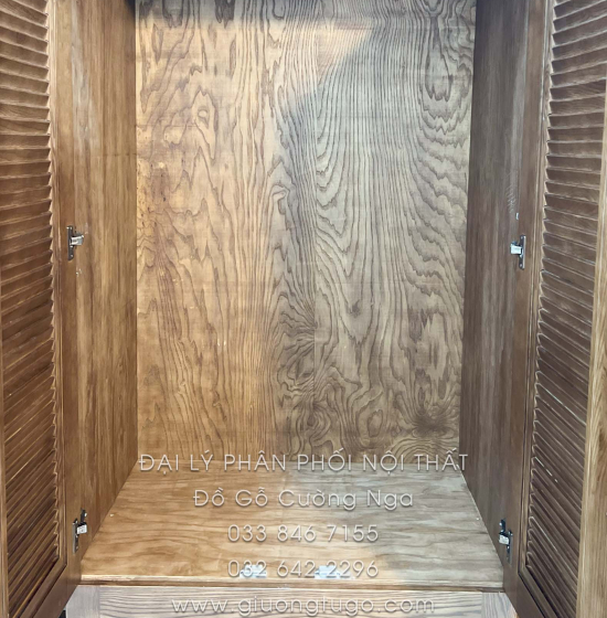 Tủ Quần Áo Gỗ Sồi 4 Cánh Màu Óc Chó - Mẫu Lá Sách 