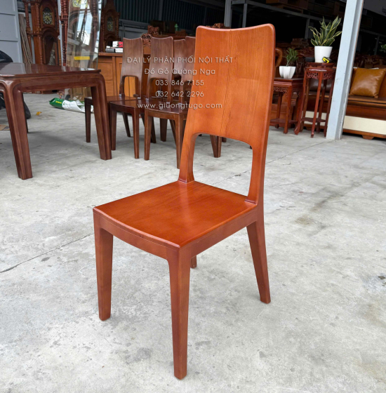 Bàn Ăn Gỗ Sồi Nga 6 Ghế Màu Cánh Gián Mẫu Chân Bo Hiện Đại