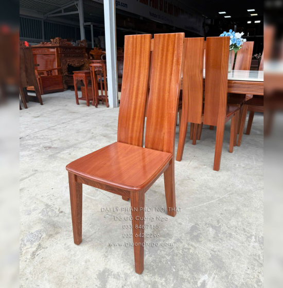 Bộ bàn ăn gỗ Xoan Đào mặt đá 1m6 - 6 ghế chân soi BG 035