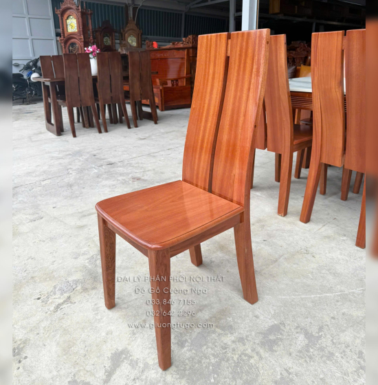 Bộ bàn ăn gỗ Xoan Đào mặt đá 1m6 - 6 ghế chân soi BG 035