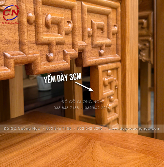 Bàn Thờ Án Gian Gỗ Gõ Đỏ 1m27 Thiết Kế Chạm Sen Trang Nghiêm, Cân Đối