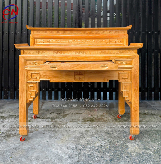 Bàn Thờ Gỗ Gõ Đỏ 2 Tầng Chạm Chữ Phúc 1m53 Bền Đẹp