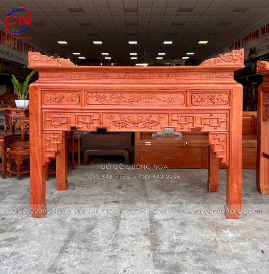 Bàn Thờ Gia Tiên Gỗ Hương Đá Cao Cấp Trạm Sen Bền Đẹp 