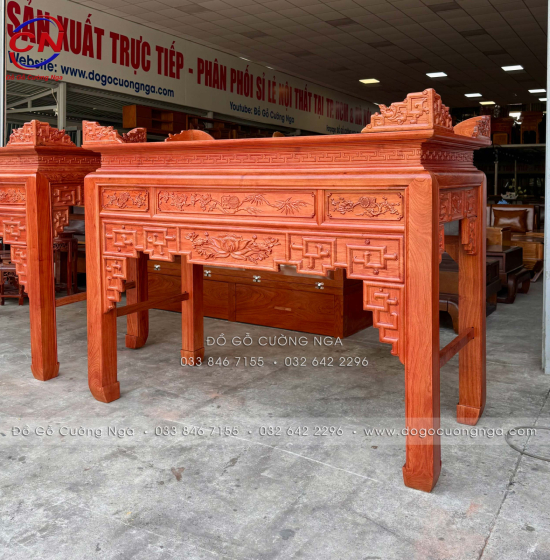 Bàn Thờ Gia Tiên Gỗ Hương Đá Cao Cấp Trạm Sen Bền Đẹp 