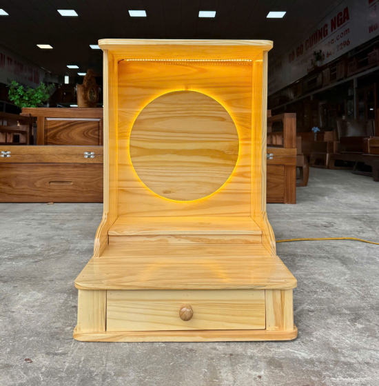 Bàn Thờ Ông Địa Gỗ Thông 48cm Hiện Đại 