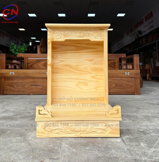 Bộ 3 Chi Tiết Bàn Thờ Ông Địa Thần Tài Gỗ Thông Tam Cấp Gọn Đẹp
