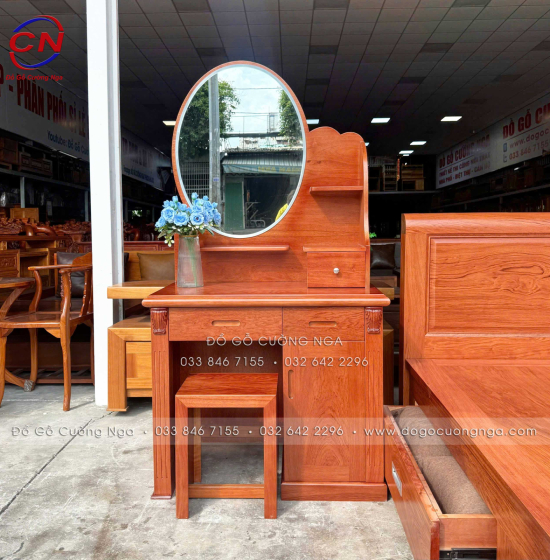 Bàn Trang Điểm Gỗ Hương Đá 80cm Giá Rẻ TĐ 015