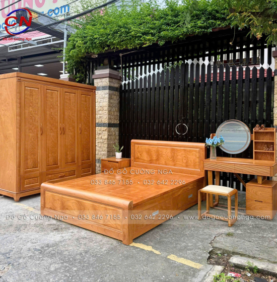 Tủ Quần Áo Gỗ Gõ Đỏ 4 Cánh 1m9 Sang Trọng