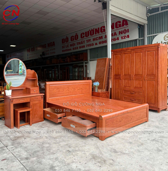 Bàn Trang Điểm Gỗ Hương Đá 80cm Giá Rẻ TĐ 015