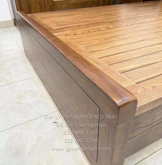 Combo Phòng Ngủ Gỗ Sồi Nga Lau Màu Óc Chó 3 Chi Tiết 