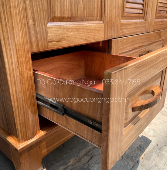 Tủ quần áo gỗ hương xám cao cấp 4 cánh  2m mẫu lá sách 
