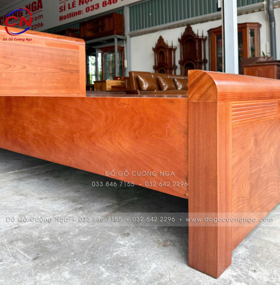 Giường Đơn Gỗ Xoan Đào 1m2 Phản Liền Thiết Kế Chỉ Hoa