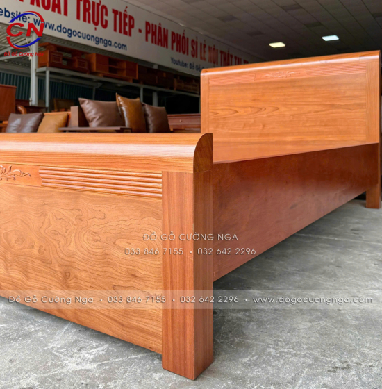 Giường Đơn Gỗ Xoan Đào 1m2 Phản Liền Thiết Kế Chỉ Hoa