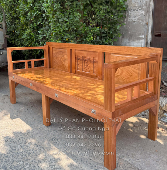 Giường Gấp Gỗ Hương Xám Chân Cao Phù Hợp Cho Người Lớn Tuổi