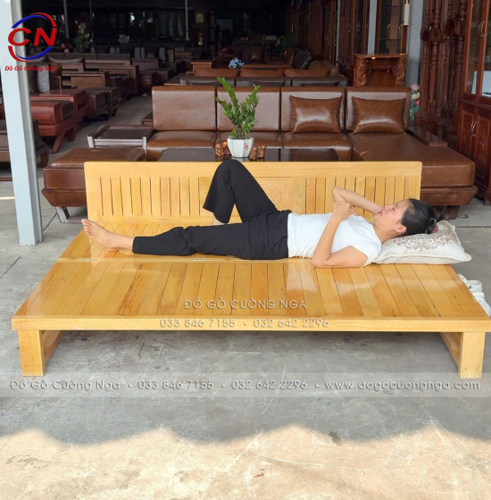 Giường Gấp Gỗ Sồi 2 Ngăn Kéo Kèm Bàn Đá Giá Rẻ