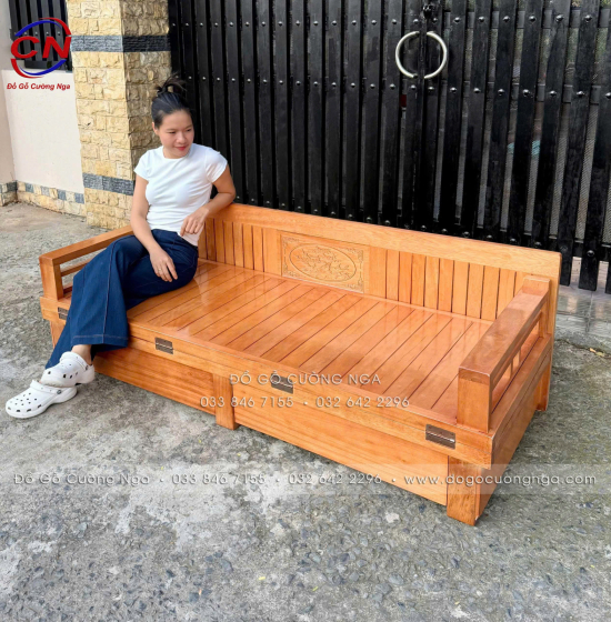 Giường Gấp Gỗ Sồi 2 Ngăn Kéo 1m6x2m - Màu Xoan Giá Rẻ 