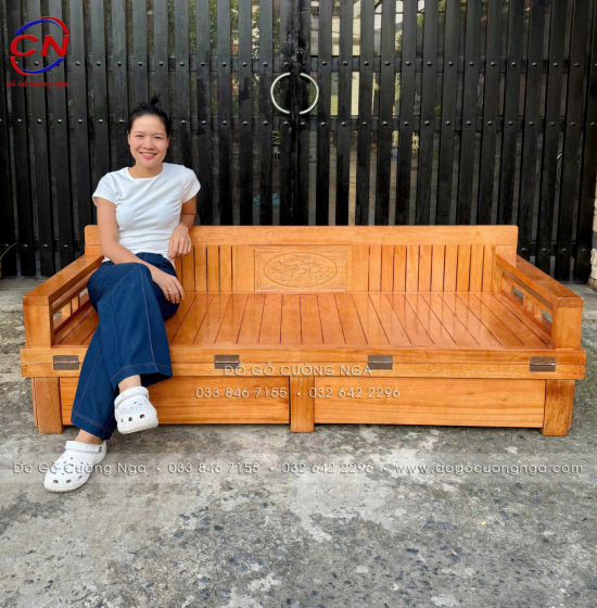 Giường Gấp Gỗ Sồi 2 Ngăn Kéo 1m6x2m - Màu Xoan Giá Rẻ 