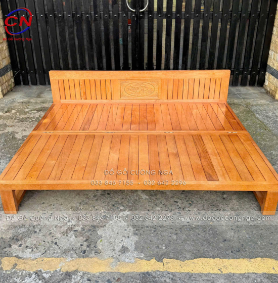 Giường Gấp Gỗ Sồi 2 Ngăn Kéo 1m6x2m - Màu Xoan Giá Rẻ 