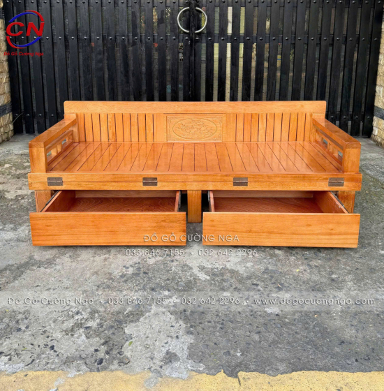 Giường Gấp Gỗ Sồi 2 Ngăn Kéo 1m6x2m - Màu Xoan Giá Rẻ 