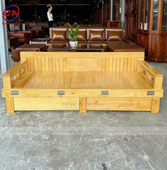 Giường Gấp Gỗ Sồi 2 Ngăn Kéo Kèm Bàn Đá Giá Rẻ