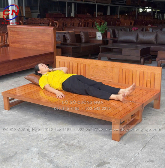 Giường Gấp Thành Ghế Gỗ Sồi 1m2x1m9 Màu Xoan Đẹp 