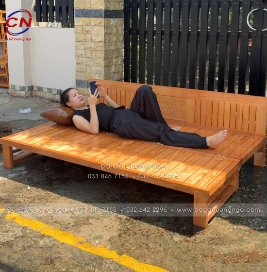 Giường Gấp Gỗ Sồi 1m6x2m Màu Cánh Gián Bền Đẹp 