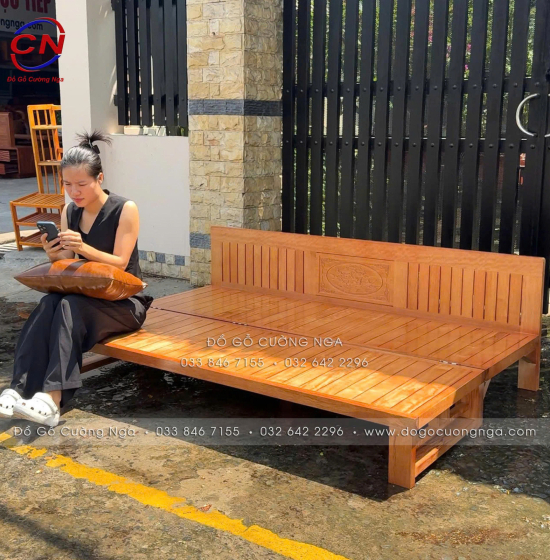 Giường Gấp Gỗ Sồi 1m6x2m Màu Cánh Gián Bền Đẹp 