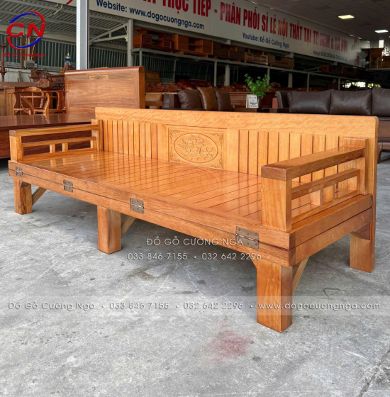 Giường Gấp Thành Ghế Gỗ Sồi 1m2x1m9 Màu Xoan Đẹp 