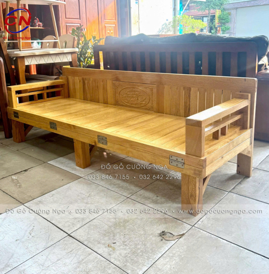 Giường gấp gỗ sồi màu tự nhiên 