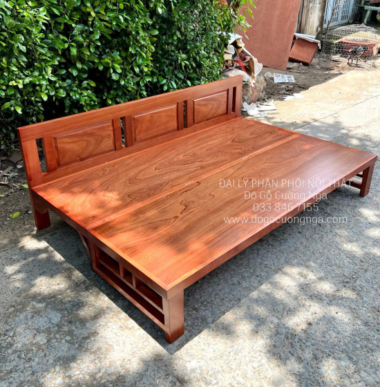 Giường Gấp Gỗ Xoan Đào Kèm Bàn Mặt Đá Tiện Dụng