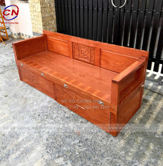 Giường Gấp Đa Năng Gỗ Hương Đá Chân Cao 2 Ngăn Kéo Tiện Lợi