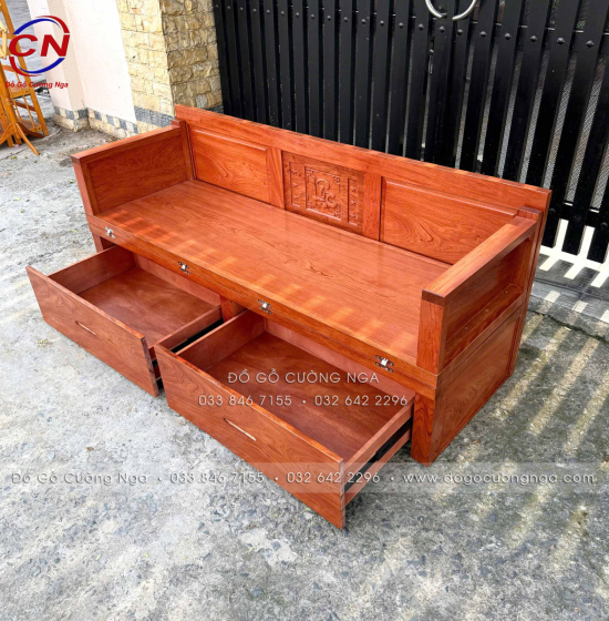 Giường Gấp Đa Năng Gỗ Hương Đá Chân Cao 2 Ngăn Kéo Tiện Lợi