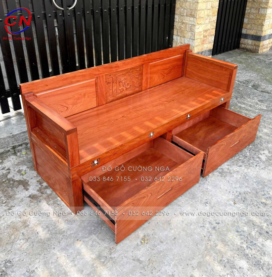 Giường Gấp Đa Năng Gỗ Hương Đá Chân Cao 2 Ngăn Kéo Tiện Lợi