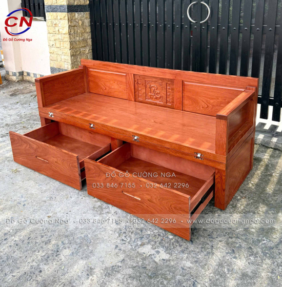 Giường Gấp Đa Năng Gỗ Hương Đá Chân Cao 2 Ngăn Kéo Tiện Lợi