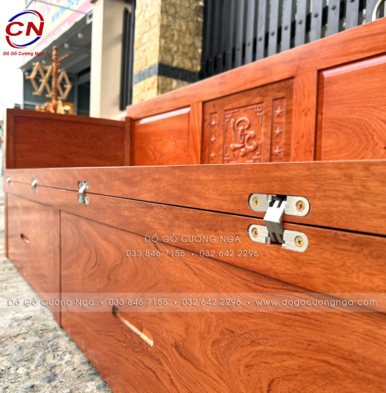Giường Gấp Đa Năng Gỗ Hương Đá Chân Cao 2 Ngăn Kéo Tiện Lợi