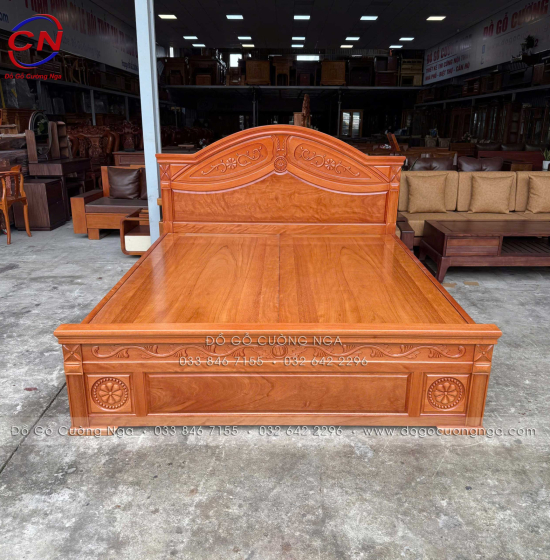Giường Gỗ Đinh Hương Phản Liền Hoa Lá Tây Sang Kiểu Truyền Thống
