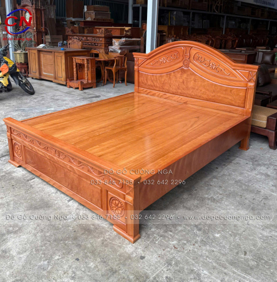 Giường Gỗ Đinh Hương Phản Liền Hoa Lá Tây Sang Kiểu Truyền Thống